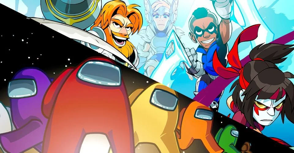 among us, brawlhalla, crossover,